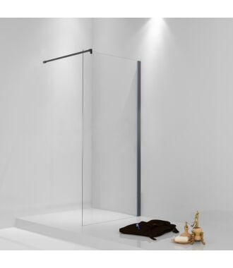 Douchewand Easy Clean Anti Kalk 10 mm 100x200 cm Mat Zwart incl Profiel en Stang