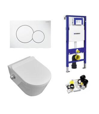 Geberit UP320 Toiletset Sani Royal Easy Flush Slim met Bidet Rimfree 55 cm Sigma 01 Wit
