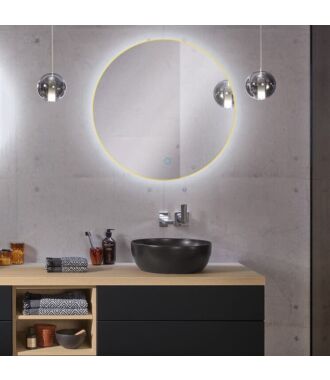 Ronde Badkamerspiegel Goud met LED Verlichting met Touch en Dimbaar in 3 Standen 100 cm met Spiegelverwarming