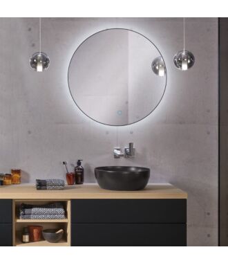 Ronde Badkamerspiegel Mat Zwart met LED Verlichting met Touch en Dimbaar in 3 Standen 100 cm met Spiegelverwarming
