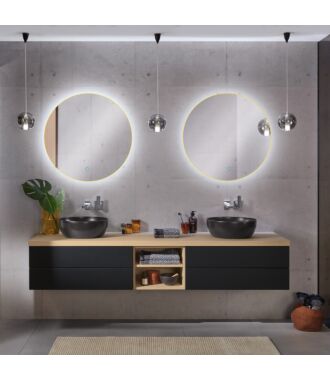 Ronde Badkamerspiegel Goud met LED Verlichting met Touch en Dimbaar in 3 Standen 100 cm met Spiegelverwarming