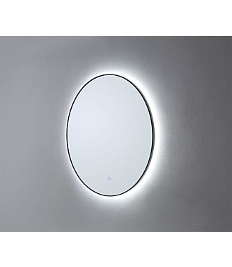 Ronde Badkamerspiegel Mat Zwart met LED Verlichting met Touch en Dimbaar in 3 Standen 60 cm