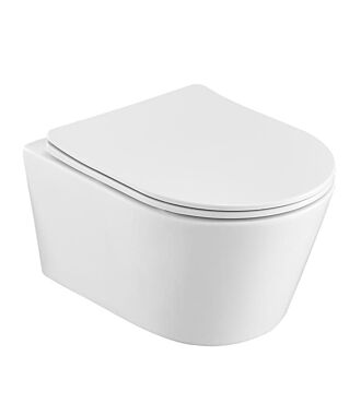 Sani Royal Hangend Toilet Wandcloset Easy Flush Slim Rimfree Compact 49 cm Easy Flush met Platte Softclose Zitting