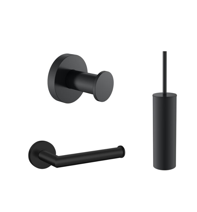 Mangel echo Bijdrager Toilet Accessoires Set Mat Zwart incl Toiletborstel, Wc rolhouder en Haak