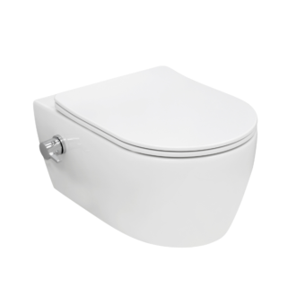 Sani Royal Hangend Toilet Wandcloset met bidet Slim Rimfree 55 cm Easy Flush met Softclose Zitting