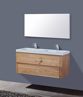 Badkamermeubel Nola Wood Eiken Mineraal 120 cm met Standaard Spiegel zonder kraangaten