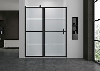 silhouet maximaliseren Modderig Douchedeur met Vast Paneel 110x200cm Mat Zwart Frame Black Onyx 8mm Nano  Glas Easy Clean