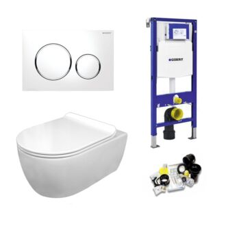 Geberit UP320 Toiletset Sani Royal Standaard Rimfree Flatline 55 cm Sigma 20 chroom/wit