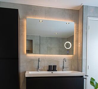 Badkamerspiegel met LED Verlichting en Make Up Spiegel met Touch en Dimbaar in 3 Standen 160 cm met Spiegelverwarming