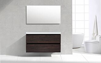 Badkamermeubel Generation Sherwood Coffee Brown 120 cm Mineraal dubbelbak greeplijst aluminium mat zwart met Standaard Spiegel zonder kraangaten