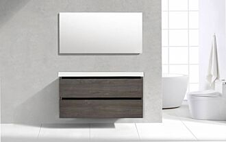 Badkamermeubel Generation Sherwood Warm Grey 120 cm Mineraal dubbelbak greeplijst aluminium mat zwart met Standaard Spiegel zonder kraangaten