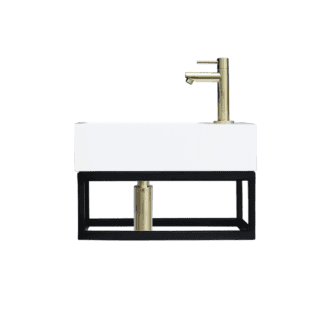 Fontein Frame Mat Zwart Solid Surface Goud 40x22x10 cm Kraangat Links