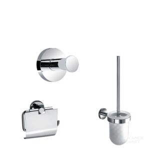 Toilet Accessoires Set Rond Chroom incl Toiletborstel, WC rolhouder en Haak