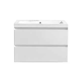 Badkamermeubel Trento Infinity 80 cm Hoogglans Wit met Standaard Spiegel zonder kraangaten