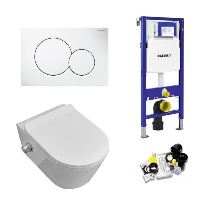 geberit up320 toiletset sani royal easy flush slim met bidet rimfree 55 cm sigma 01 wit