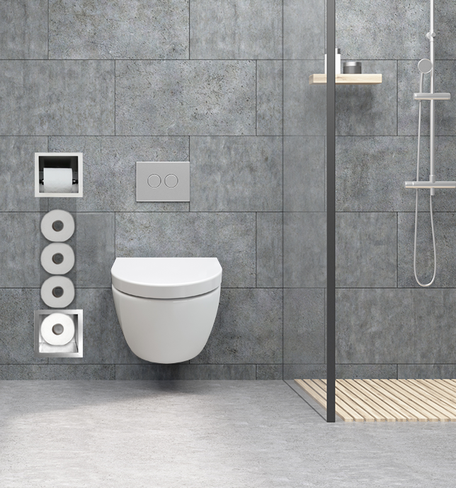 inbouw toilet reserve rolhouder met 1 houder rvs