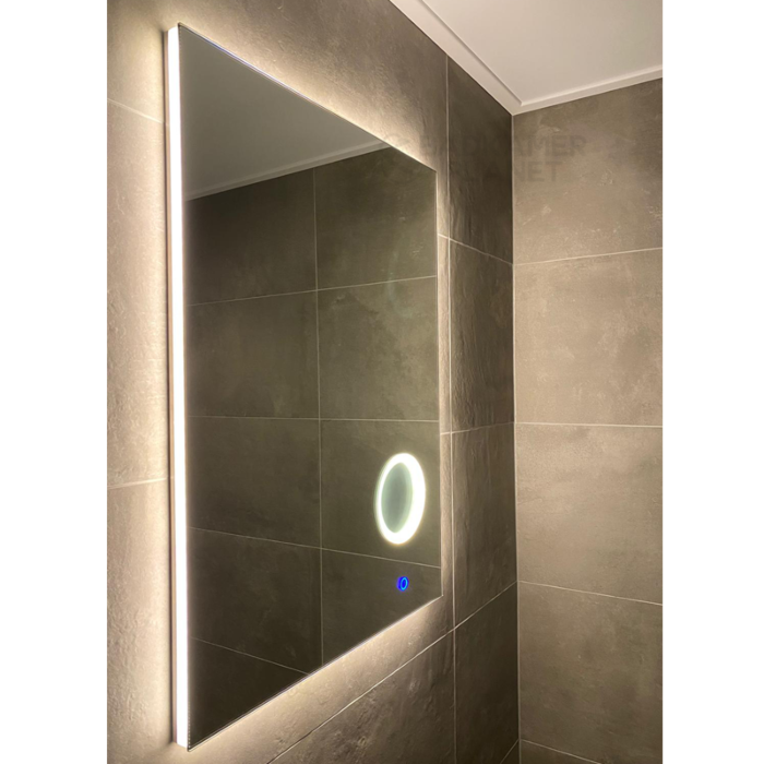 Badkamerspiegel met LED en Make Up Spiegel met en Dimbaar in 3 Standen cm met Spiegelverwarming