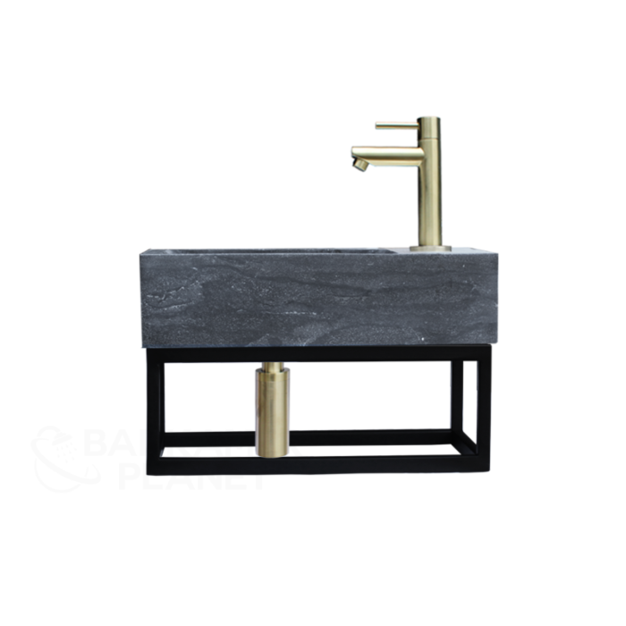 Fontein Frame Mat Zwart Natuursteen Rimini Goud 40x22x10 cm Kraangat Rechts