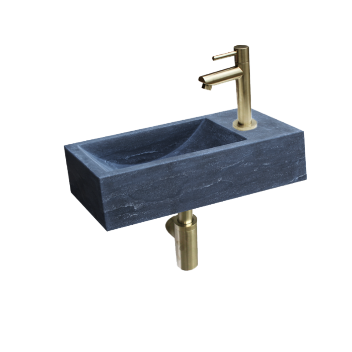 Natuursteen Fonteinset Rimini Met Kraan Afvoer En Sifon Goud 40x22x10 Cm