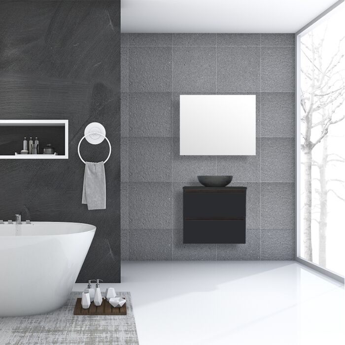 badkamermeubel trento greeploos met ronde kom 60 cm hoogglans antraciet