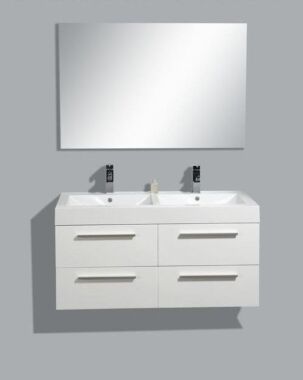 Badkamermeubel Grepo 120 cm Hoogglans Wit met Standaard Spiegel