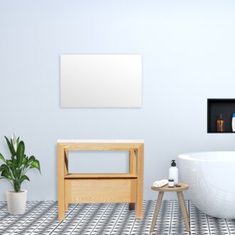 Badkamermeubel Rubio Wood Eiken met Flat Kunstmarmer Top 100 cm met Standaard Spiegel