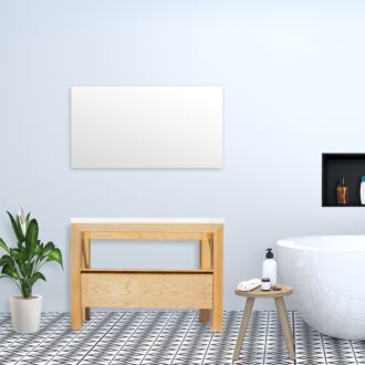 Badkamermeubel Rubio Wood Eiken met Flat Kunstmarmer Top 120 cm met Standaard Spiegel