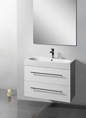 Badkamermeubel Trento Slim 80 cm Hoogglans Wit met Standaard Spiegel