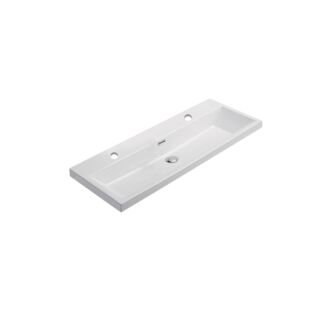 Ceramico Wastafel Compact Keramiek Wit 100x39x4,5 cm 2 kraangaten