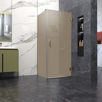 Douchecabine bronsglas 80x120cm Anti-Kalk met profielloze douchedeur 80cm 200cm hoog goud