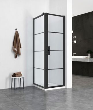 Douchecabine met Draaideur en Zijwand Hoekcabine 90x100cm 200cm Hoog Mat Zwart Frame Black Onyx 8mm Nano Glas Easy Clean