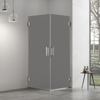 Douchecabine rookglas met 2 draaideuren profielloos chroom 90x100cm 8mm antikalk 200cm hoog