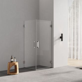 Douchecabine met 2 draaideuren profielloos chroom 80x100cm helder glas 8mm antikalk 200cm hoog