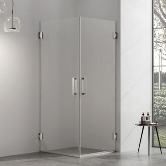 Douchecabine met 2 draaideuren profielloos RVS 80x100cm helder glas 8mm antikalk 200cm hoog