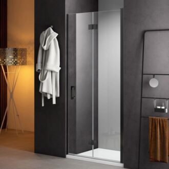 Douchedeur Nisdeur Vouwdeur 80x200cm Antikalk Helder Glas Mat Zwart Profiel 8mm Veiligheidsglas