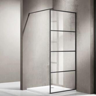 Douchewand Mat Zwart Raster 100x200 cm Horizon 8 mm Nano Easy Clean