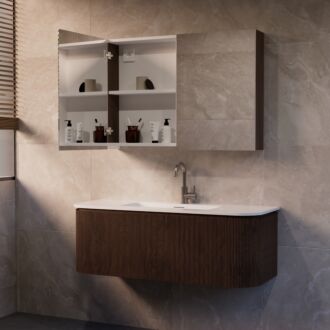 Eleganza Japandi spiegelkast 80cm dark walnut