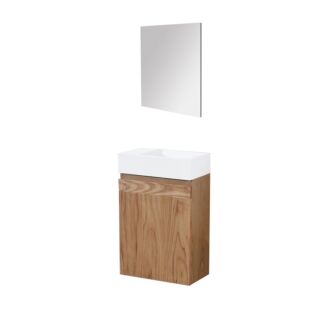 Fonteinkast Greeploos Nola Wood Eiken Toiletmeubel Linksdraaiend inclusief spiegel