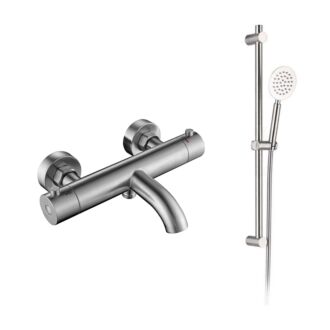Opbouw badkraan RVS met glijstang set