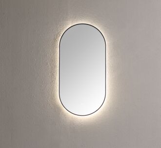 Ovale Badkamerspiegel Mat Zwart met LED Verlichting met Touch en Dimbaar in 3 Standen 90x45 cm
