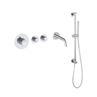 Pro Inbouw Badkraan Chroom Thermostatische Set  Messing Glijstang met 2 stopkranen