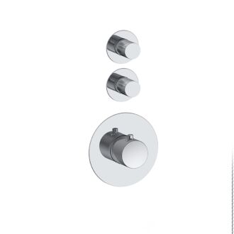Pro Inbouw Thermostaat kraan Compleet Chroom Messing met Geribbelde Knop met 2 stopkranen