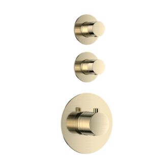 Pro Inbouw Thermostaat kraan Compleet Goud Geborsteld Messing met 2 stopkranen