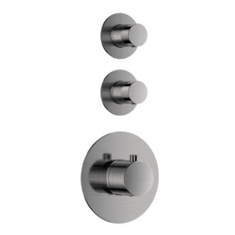 Pro Inbouw Thermostaat kraan Compleet Gun Metal Geborsteld Messing met 2 stopkranen