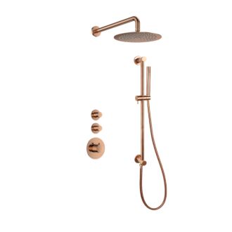 Sani Royal Pro Inbouw Regendouche Brons Geborsteld Messing Glijstang met 2 stopkranen met Muursteun en Douchekop 25cm