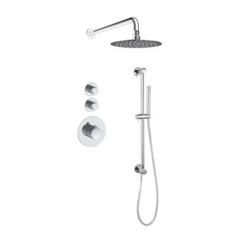 Sani Royal Pro Inbouw Regendouche Chroom Messing Glijstang met 2 stopkranen met Muursteun en Douchekop 25cm