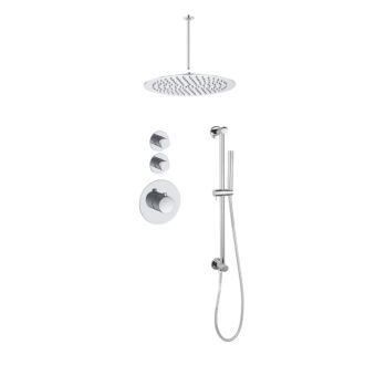 Sani Royal Pro Inbouw Regendouche Chroom Messing Glijstang met 2 stopkranen met Plafondsteun en Douchekop 25cm