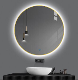 Badkamerspiegel Rond Goud LED Dimbaar en Instelbare Lichtkleur 80 cm