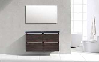 Badkamermeubel Generation Sherwood Coffee Brown 120 cm Natuursteen met 4 lades greeplijst aluminium met Standaard Spiegel met 2 kraangaten