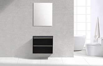 Badkamermeubel Generation Deep Black 60 cm Natuursteen greeplijst aluminium met Standaard Spiegel zonder kraangaten